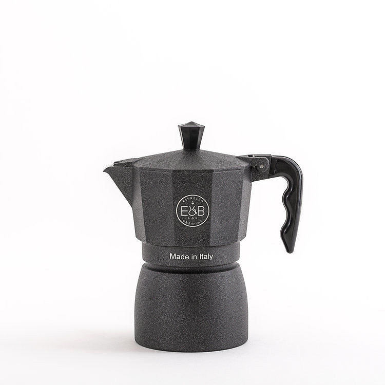 E&B Lab Classic Moka Pot - 3 Cup Italian Stovetop Espresso Maker for Rich Coffee, Durable Aluminum Construction - Perfect for Home, Office & Camping Brewing