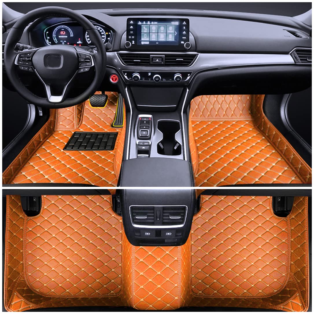 Premium Custom Car Floor Mats for Lexus RX200T/RX300 2016-2017 - Waterproof Non-Slip Luxury Leather Liners with Storage Pocket (Orange) | Perfect for All-Weather Protection & Enhanced Interior Style