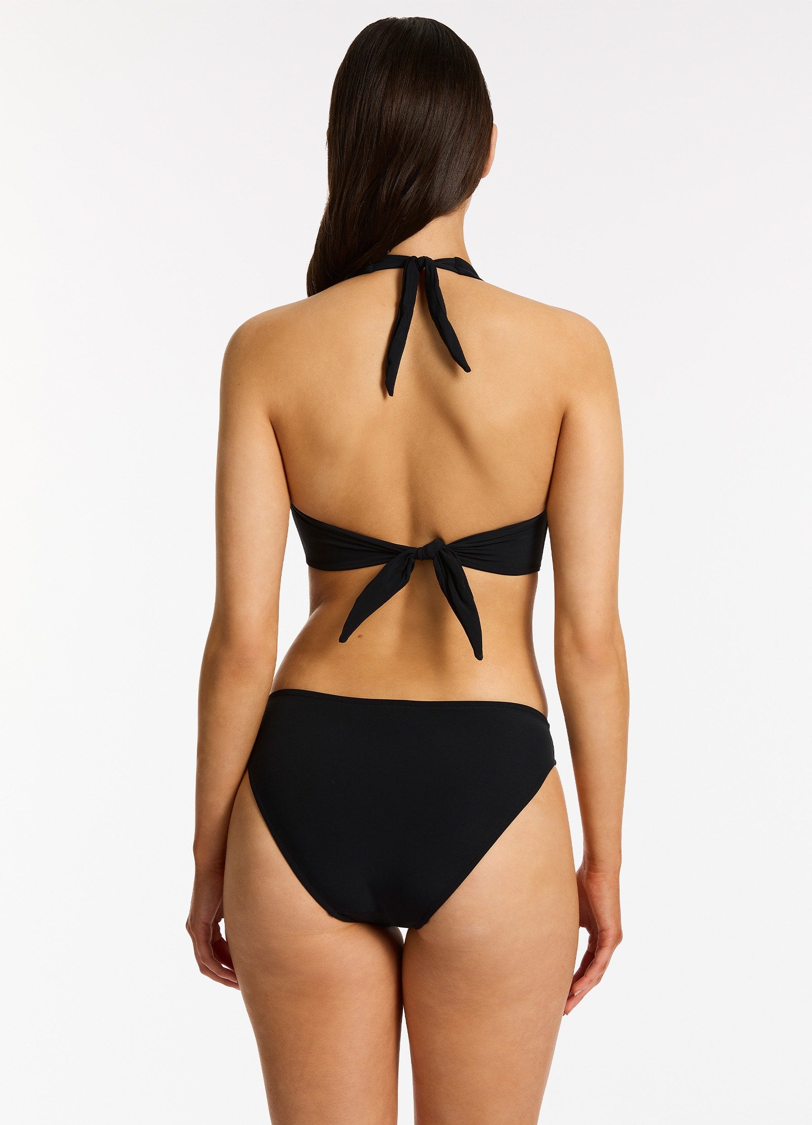 Twist Front Hipster Bikini Bottom - Sexy High Waisted Swimwear for Women, Black - Perfect for Beach Vacations, Pool Parties & Summer Getaways