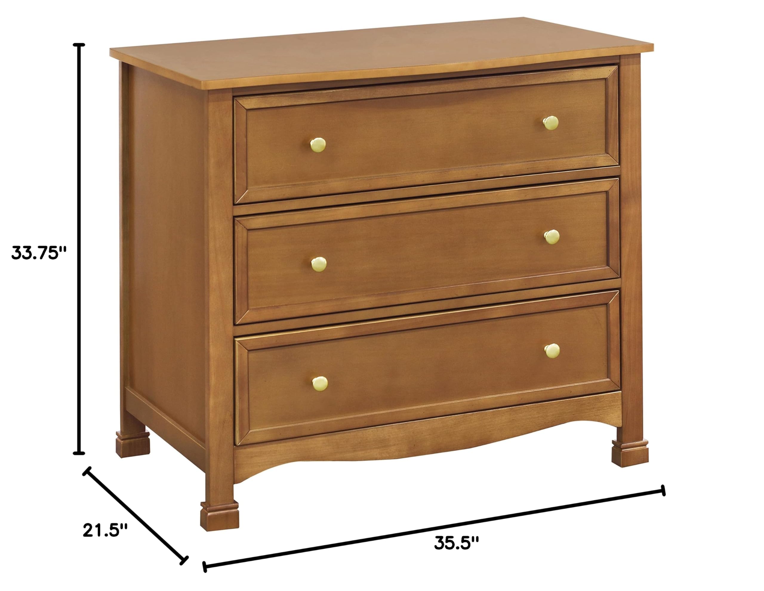 DaVinci Kalani 3-Drawer Chestnut Wood Dresser - Stylish Nursery & Bedroom Storage Furniture for Baby Clothes, Toys & Essentials