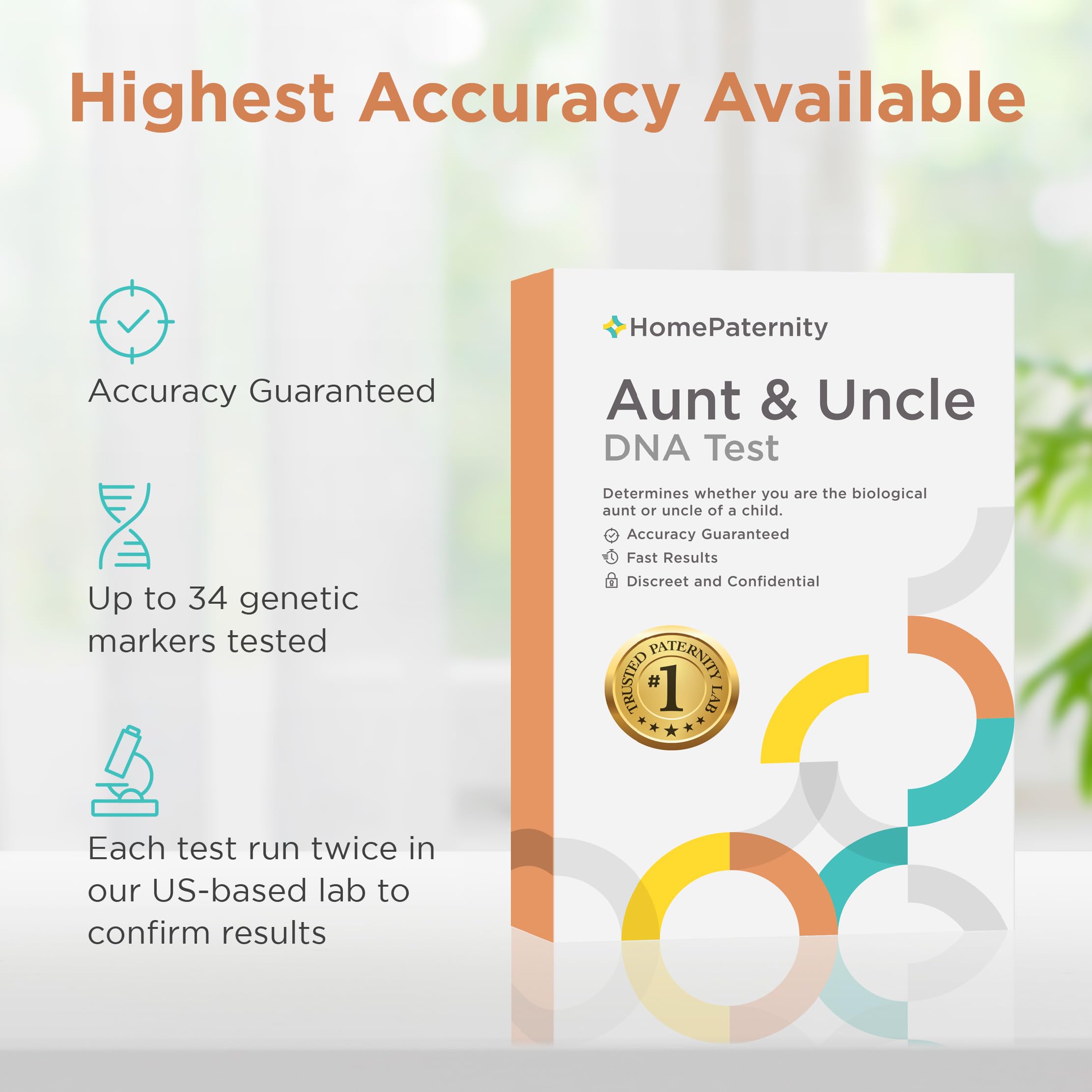 Accurate Aunt/Uncle DNA Test Kit - 34 Genetic Markers Tested | Fast Results, All Lab Fees & Shipping Included | Paternity Testing Without Father | Perfect for Family Reunions, Legal Proof & Genealogy Research