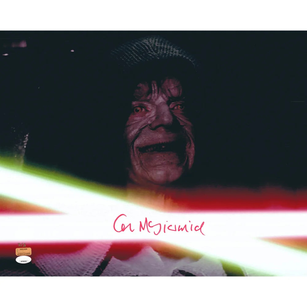 Ian McDiarmid Autographed 16x20 Photo - Star Wars Emperor Palpatine Signed Collectible with JSA COA | Lightsabers Metallic Finish | Perfect for Star Wars Memorabilia Displays & Fan Collections