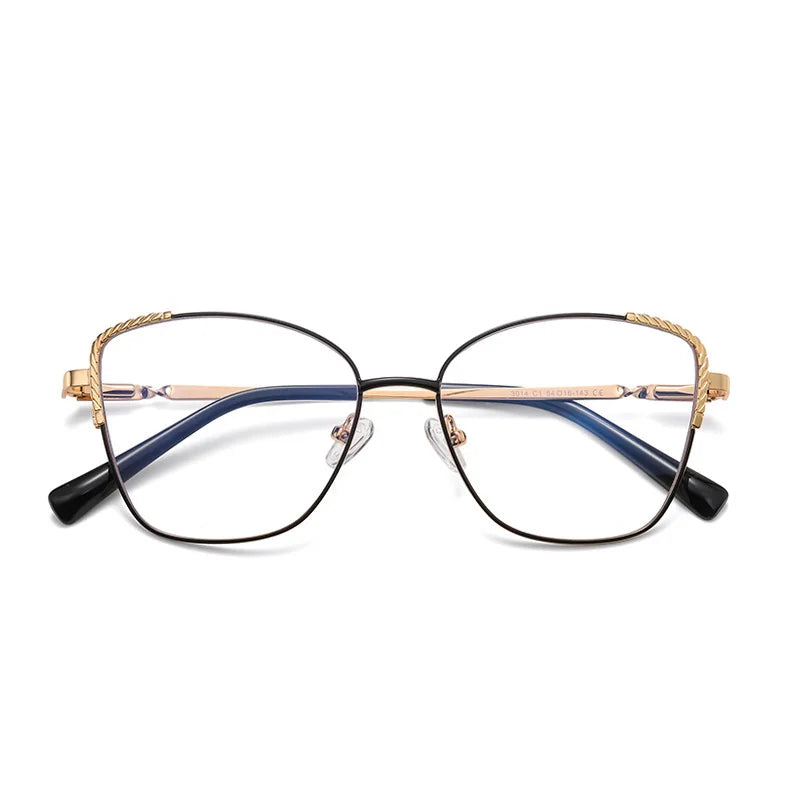 Brightzone Women's Full Rim Square Cat Eye Eyeglasses 73114 - Stylish Alloy Frame for Work, Reading & Fashion Accessories