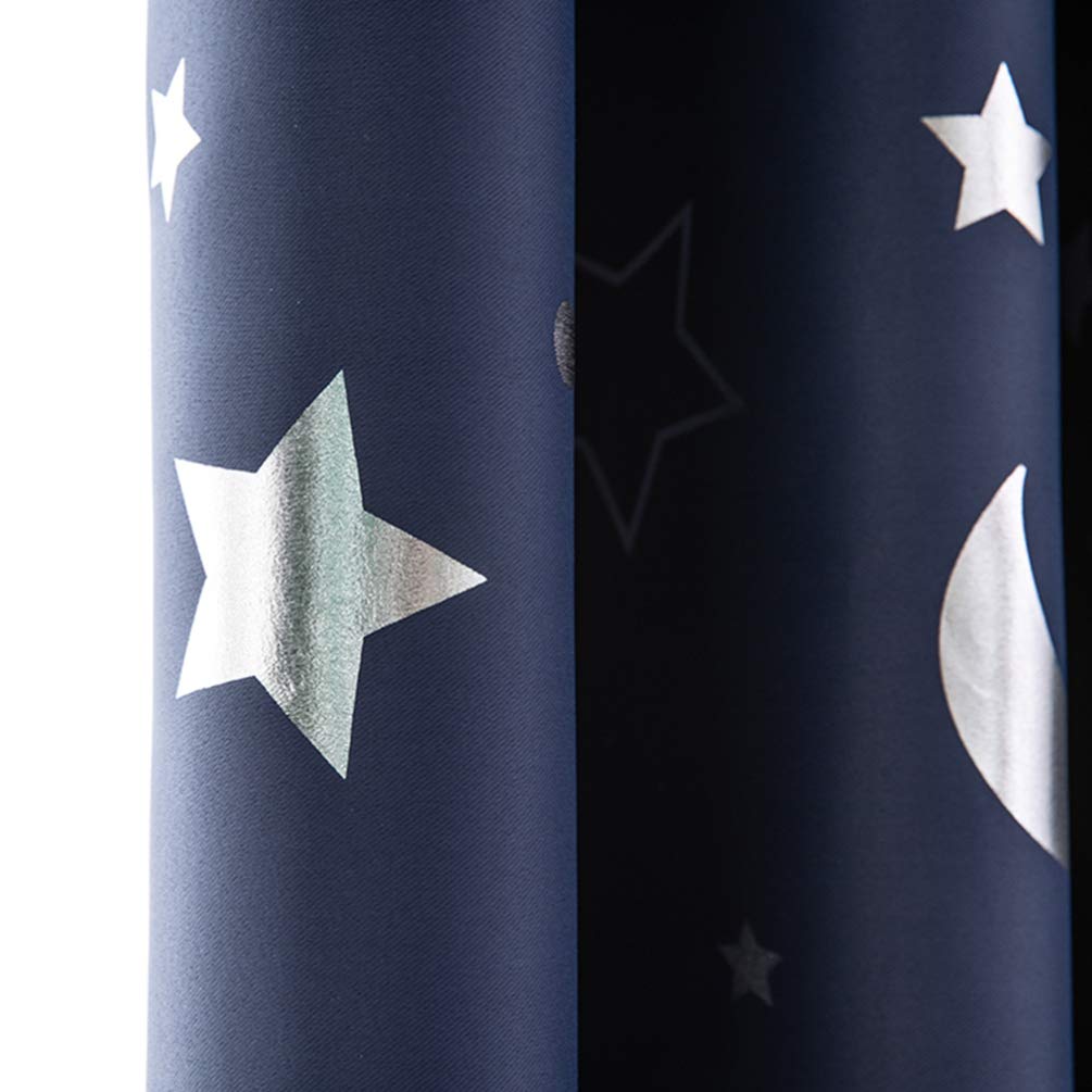 Stars & Moon Blackout Thermal Insulated Curtains for Living Room, Bedroom, Bathroom - Energy Efficient Window Treatments for Home Decor & Holiday