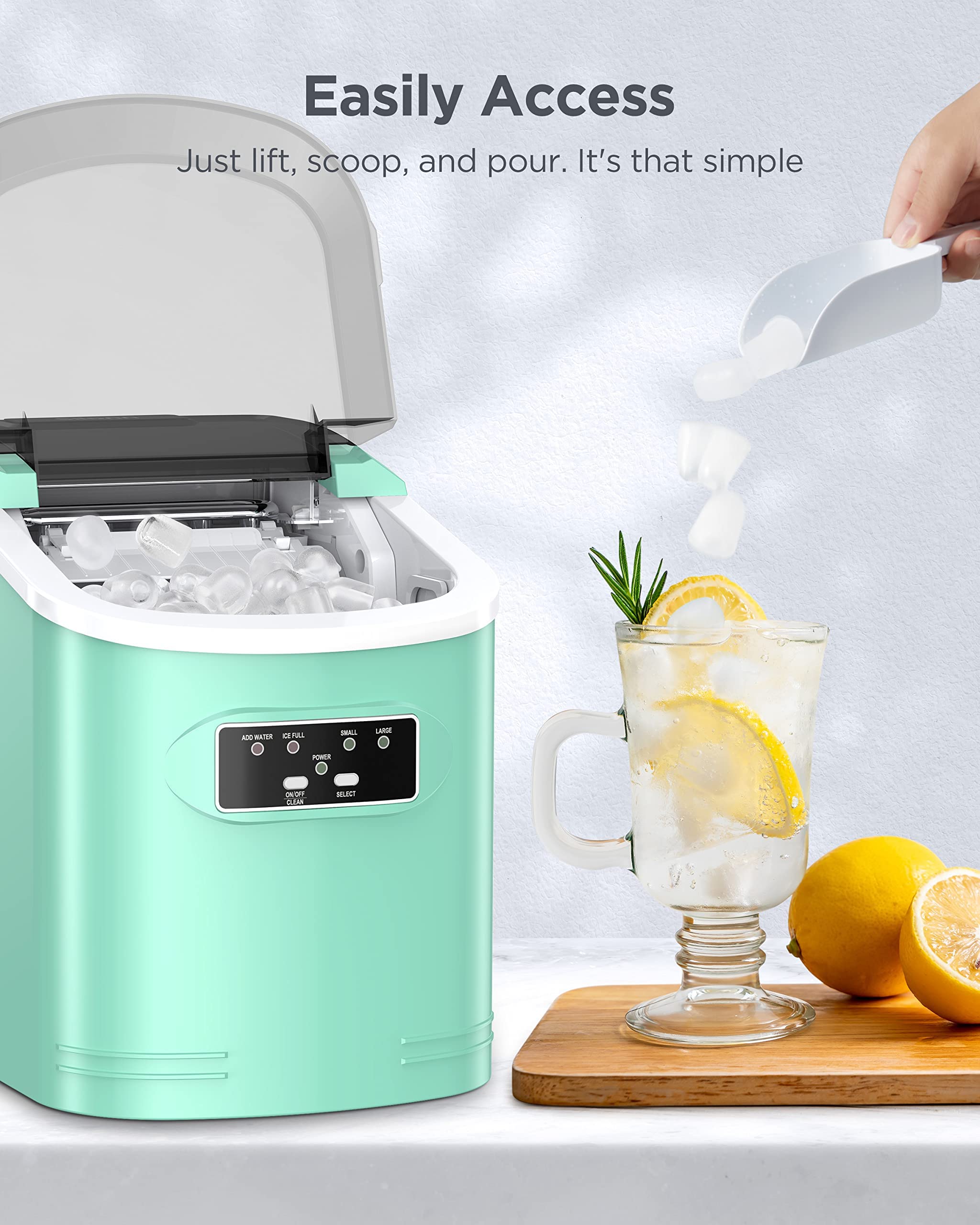 Silonn Countertop Ice Maker Machine - 26 lbs Daily, 9 Cubes in 6 Mins, Self-Cleaning & Portable with Ice Scoop & Basket - Perfect for Home, Office, RV, and Parties