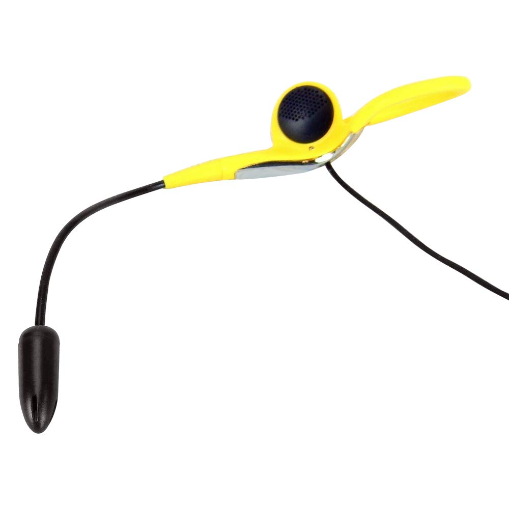 Premium Wired Headset with Yellow Microphone - Adjustable Slim Clip-On Design for Perfect Positioning | Ideal for Gaming, Call Centers, Podcasting & Online Meetings