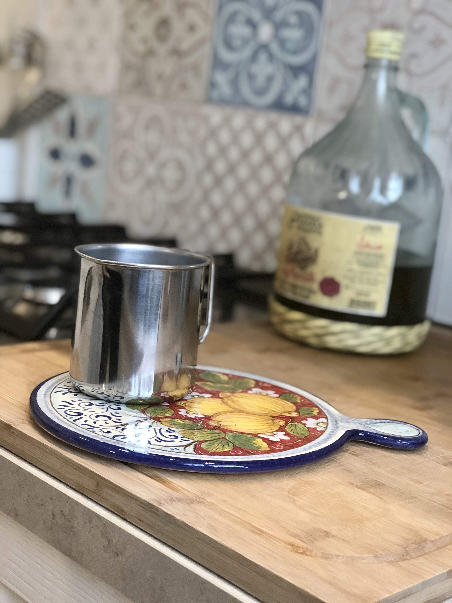 Italian Ceramic Trivet Hand Painted with Lemons - CERAMICHE PARRINI Tuscan Kitchenware, Pottery Tile for Hot Dishes & Table Decor - Made in Italy | Perfect for Dining Tables, Kitchen Countertops & Gift Giving