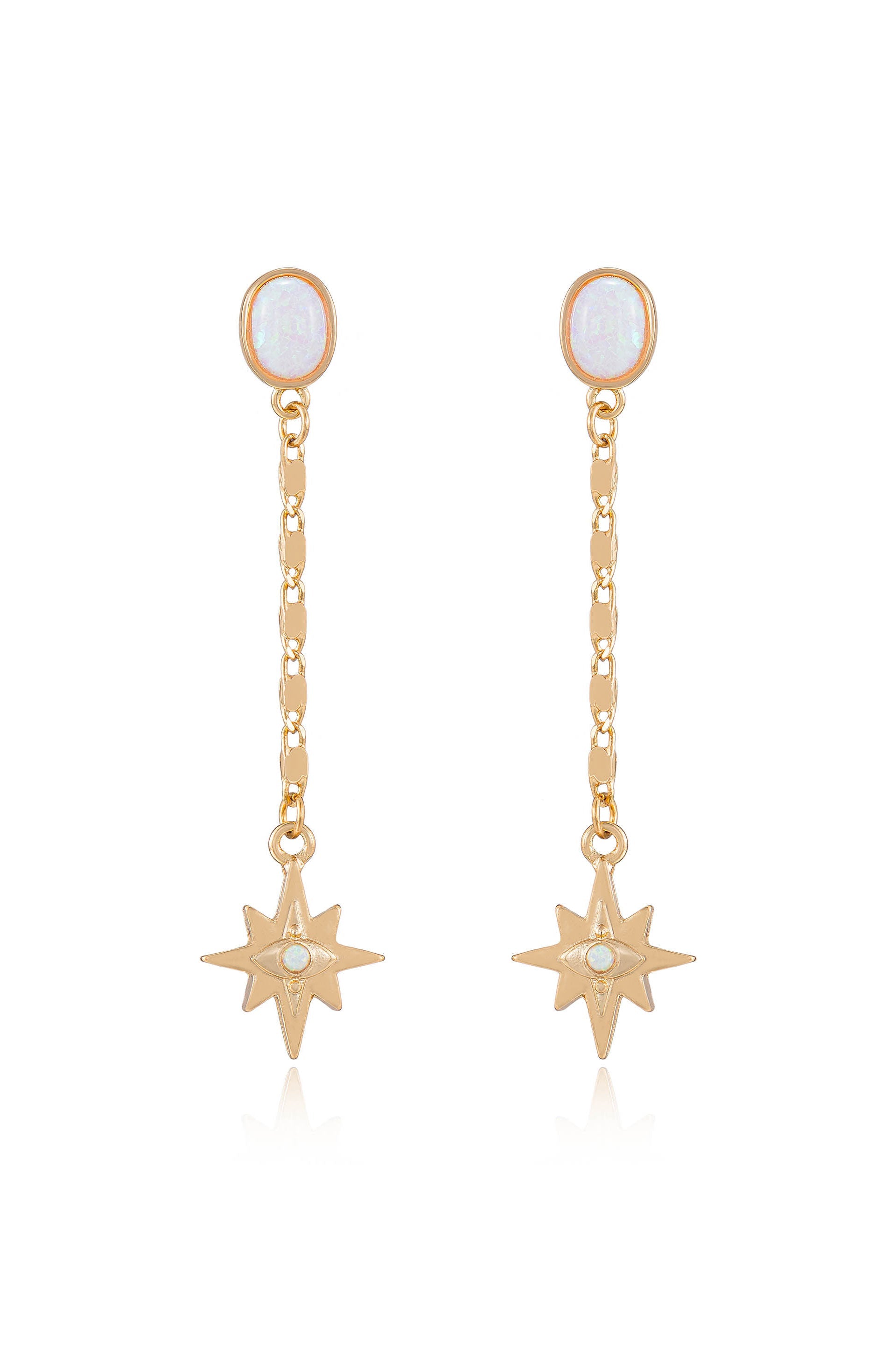 Celestial Opal Star Drop Earrings for Women – Elegant Dangle Earrings with Genuine Opal Gemstone | Perfect for Evening Parties, Weddings & Special Occasions
