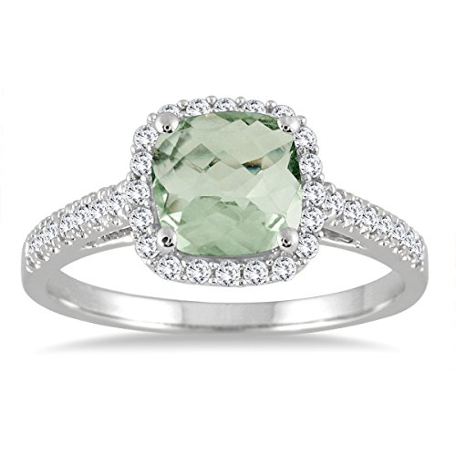 10k White Gold Green Amethyst