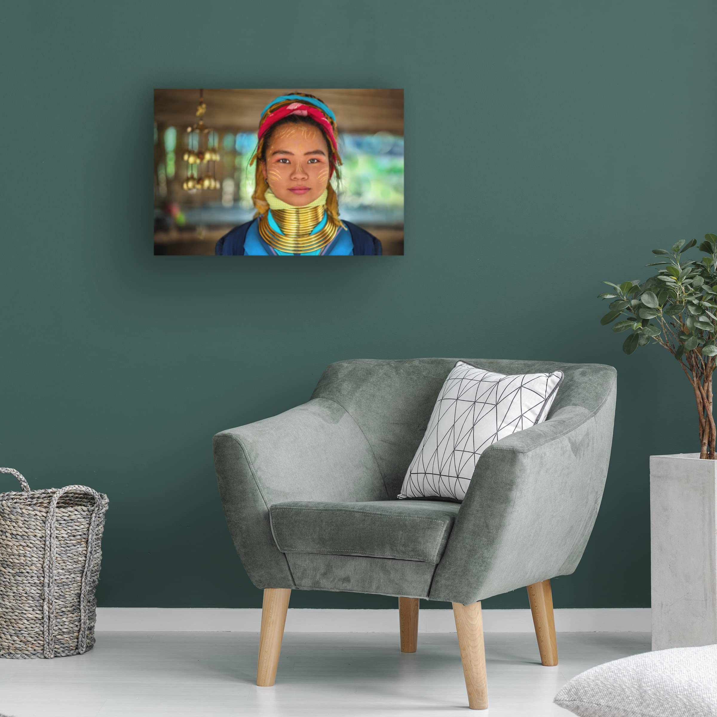 Ben Heine Young Padaung Woman Thailand 5 Canvas Art Print - Handmade Wall Decor for Living Room, Bedroom & Office - Ethnic Portrait Painting for Home & Office Decor