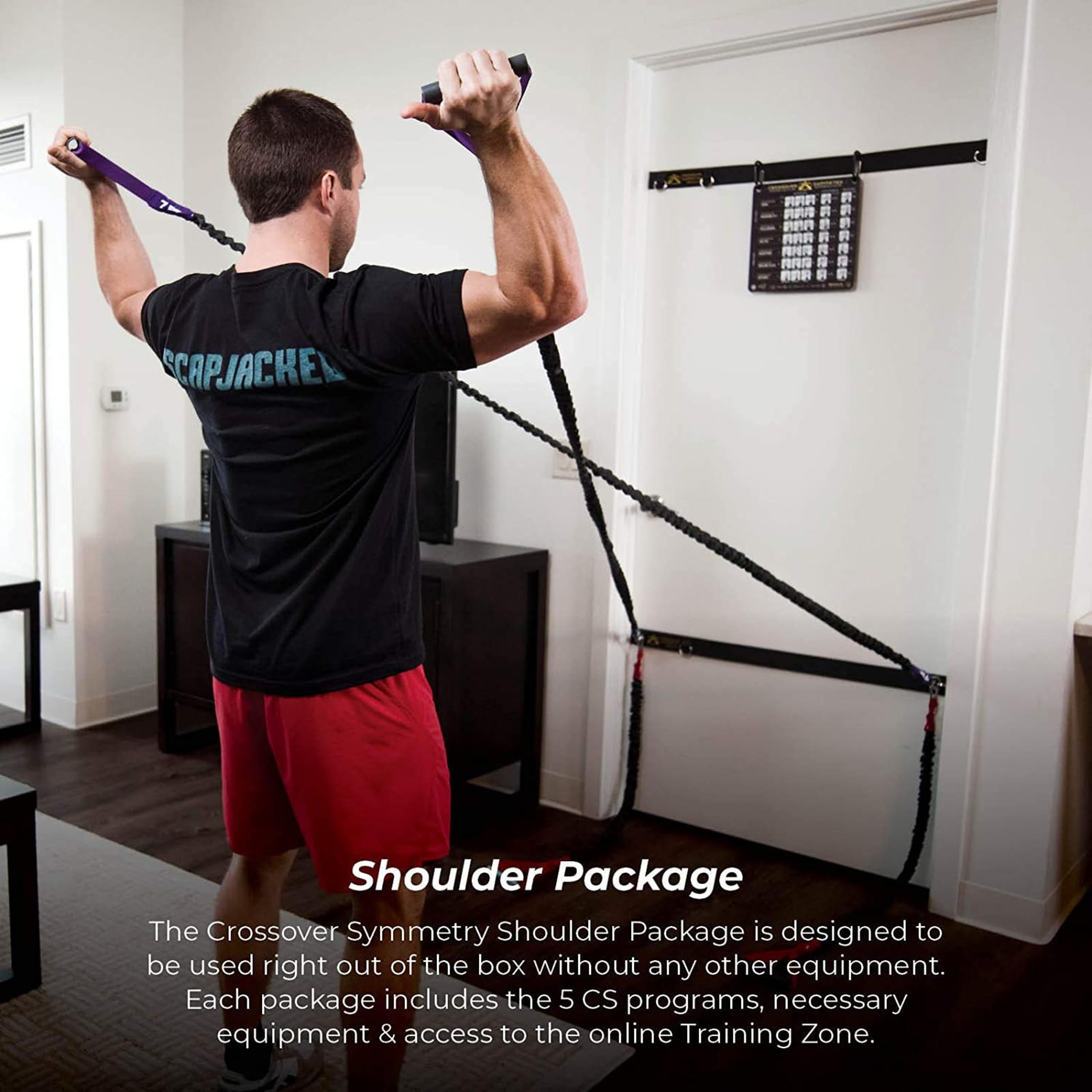Crossover Symmetry Shoulder System with 2 Resistance Bands - Home Workout & Rehab Training for Rotator Cuff Exercises | Includes Guide, Exercise Chart & Online Workouts for Shoulder Pain Relief & Strength Training