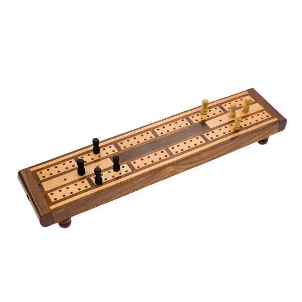 Handmade Wooden Cribbage Board Game Set - Classic 2-4 Player Strategy Game for Family Game Night & Travel Entertainment