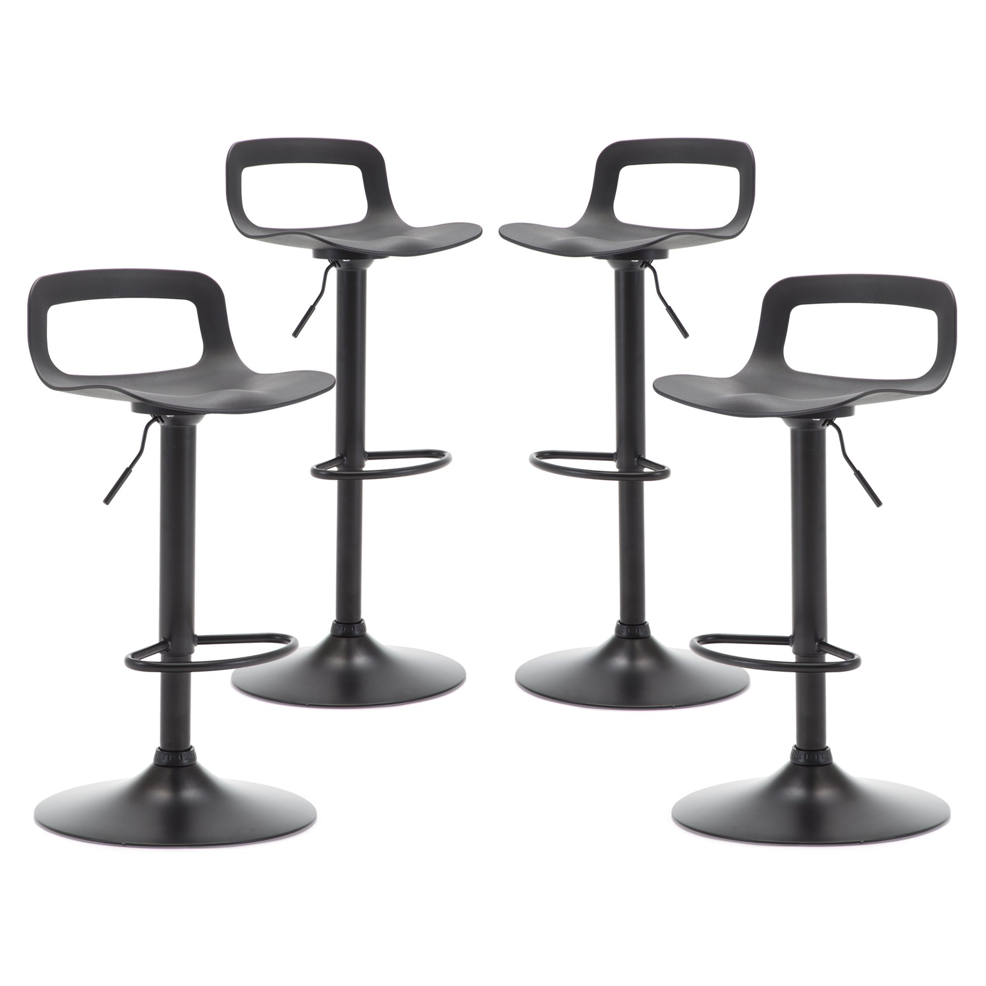 Modern Adjustable Bar Stools Set of 4 - Matte Black Counter Height Stools for Kitchen Island, Breakfast Bar & Home Decor