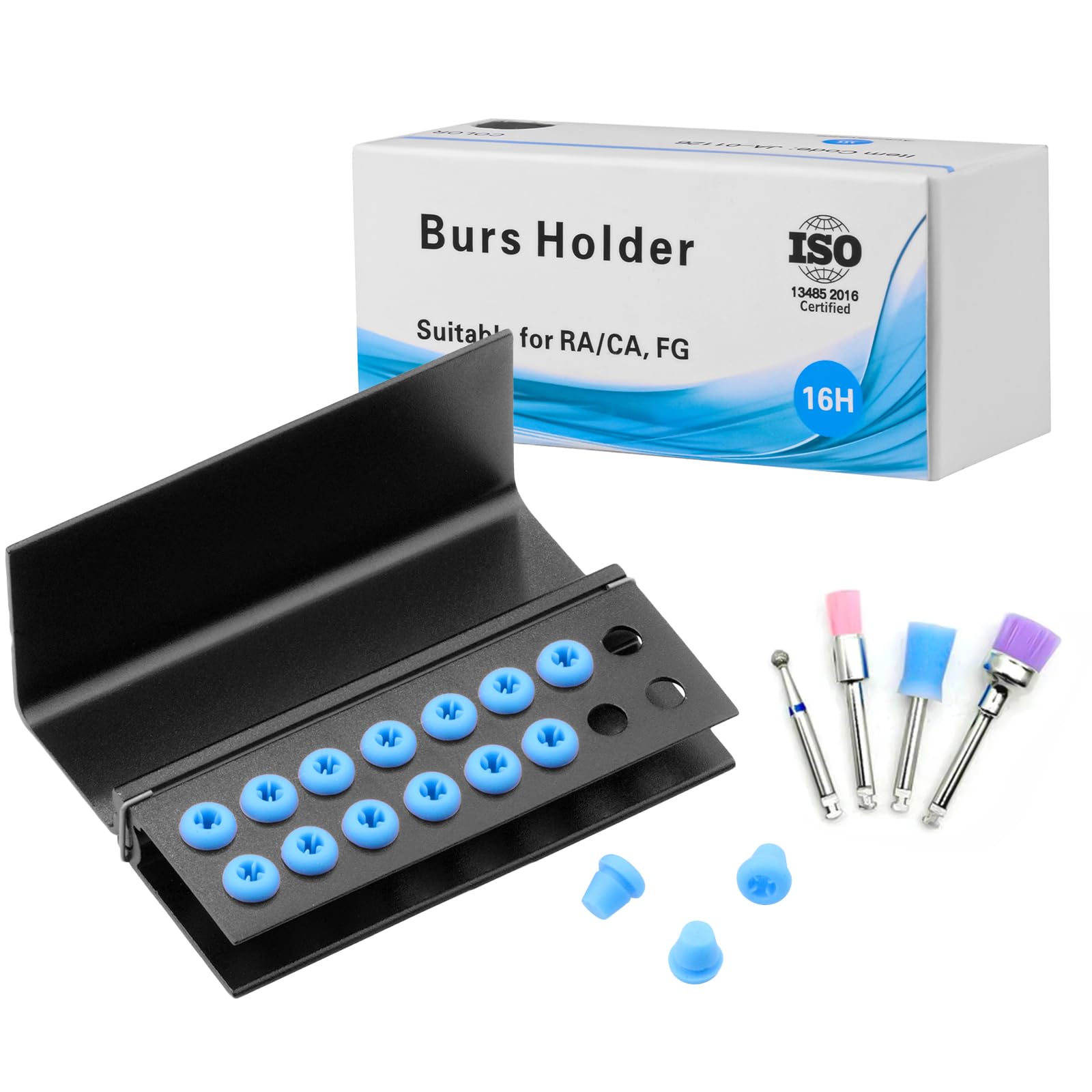 3PCS Black Aluminum Alloy Bur Holder Endo Box with Cover - 16 Hole Dental Tip Organizer & Sterilizer Case for Endodontic Tools - Perfect for Dental Clinics, Labs & Professional Sterilization Organization
