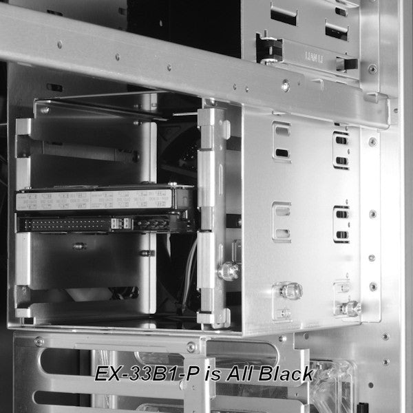 Lian Li EX-33B1 P Black Anti-Vibration HDD Cage - Secure & Silent Hard Drive Mount for PC Gaming, NAS, and Workstation Storage Solutions