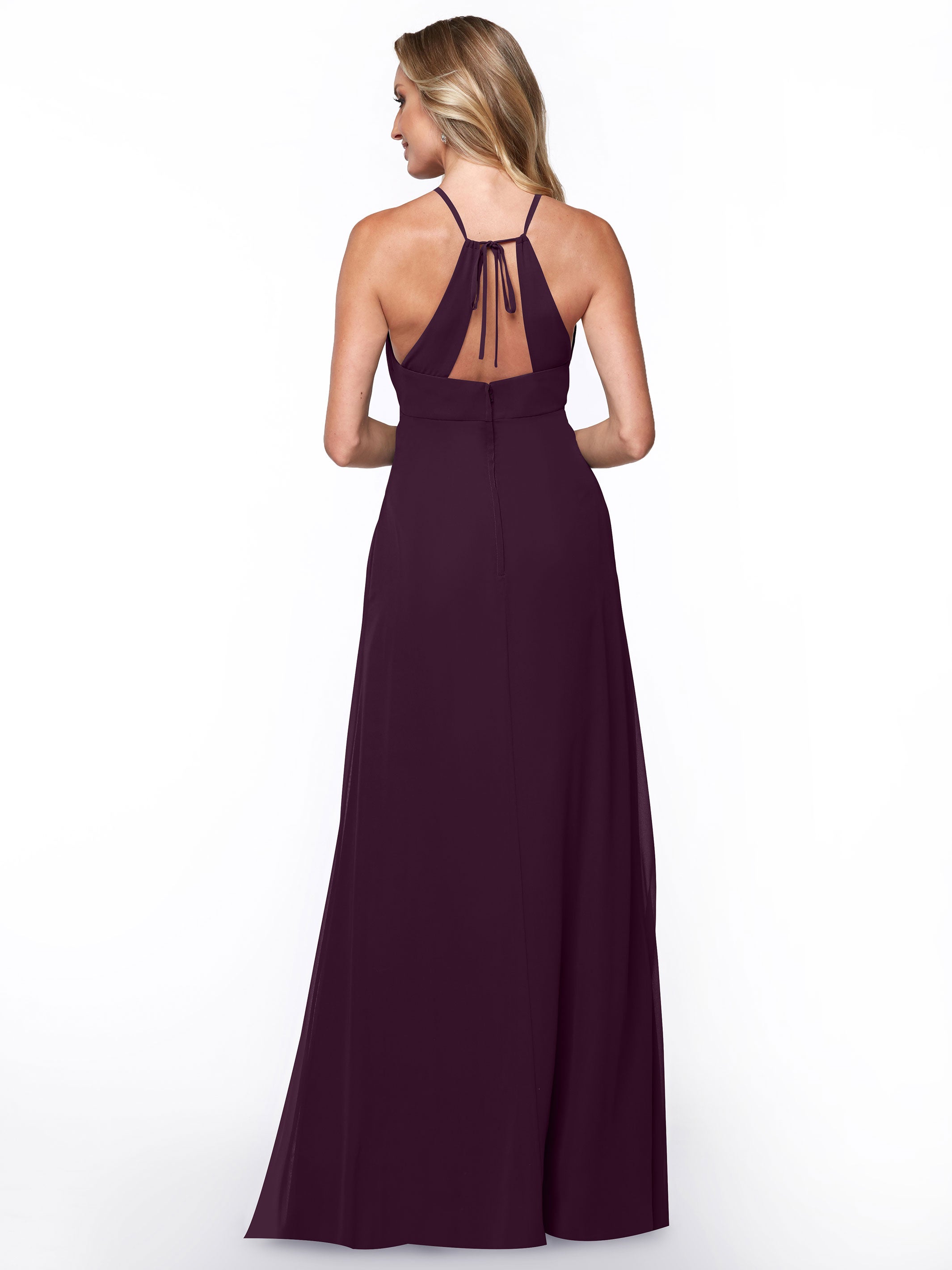 Elegant A-Line Chiffon Bridesmaid Dress with Keyhole Halter Neckline - Perfect for Weddings, Formal Events & Special Occasions