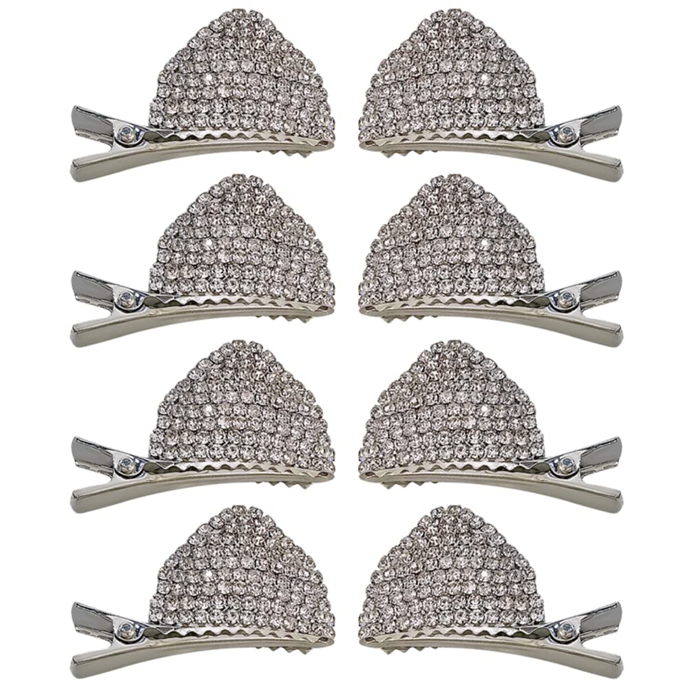 8pcs Halloween Cat Ear Hair Clips - Sparkling Rhinestone Fox Ears Hairpins, Alloy Hair Barrettes for Women & Girls | Perfect for Halloween Costumes, Cosplay, Parties & Daily Fashion Accessories