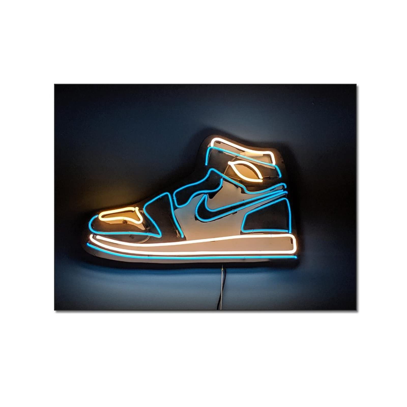Trendy Neon Basketball Sneakers Canvas Art Print - 12x16 Inch (30x40cm) Wall Decor for Bedroom, Living Room | Perfect Gift for Boyfriend & Sports Fans - Modern Home & Office Decoration