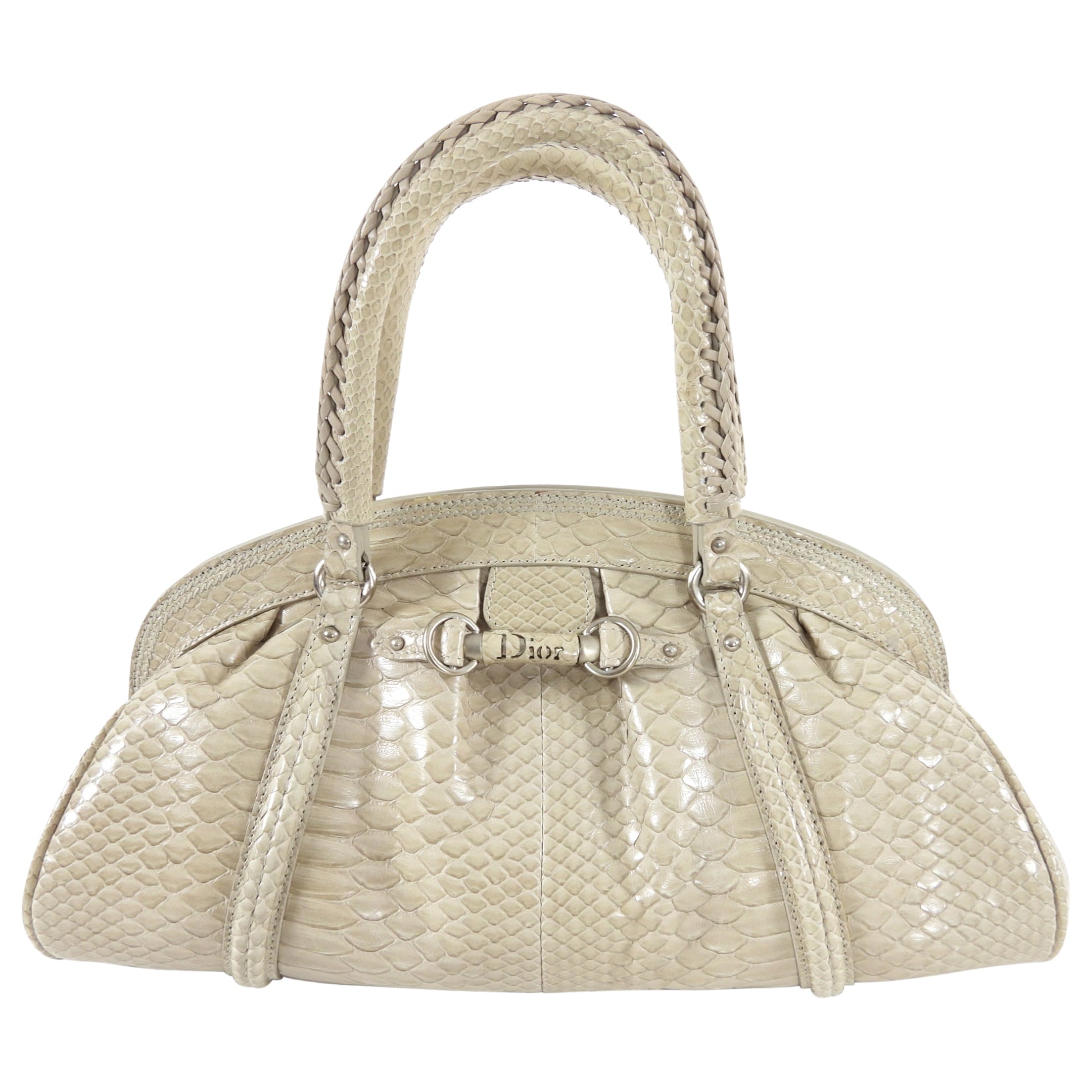 Vintage Dior My Dior Light Grey Python Leather Shoulder Bag - Luxury Designer Handbag for Women, Perfect for Evening Parties & Special Occasions