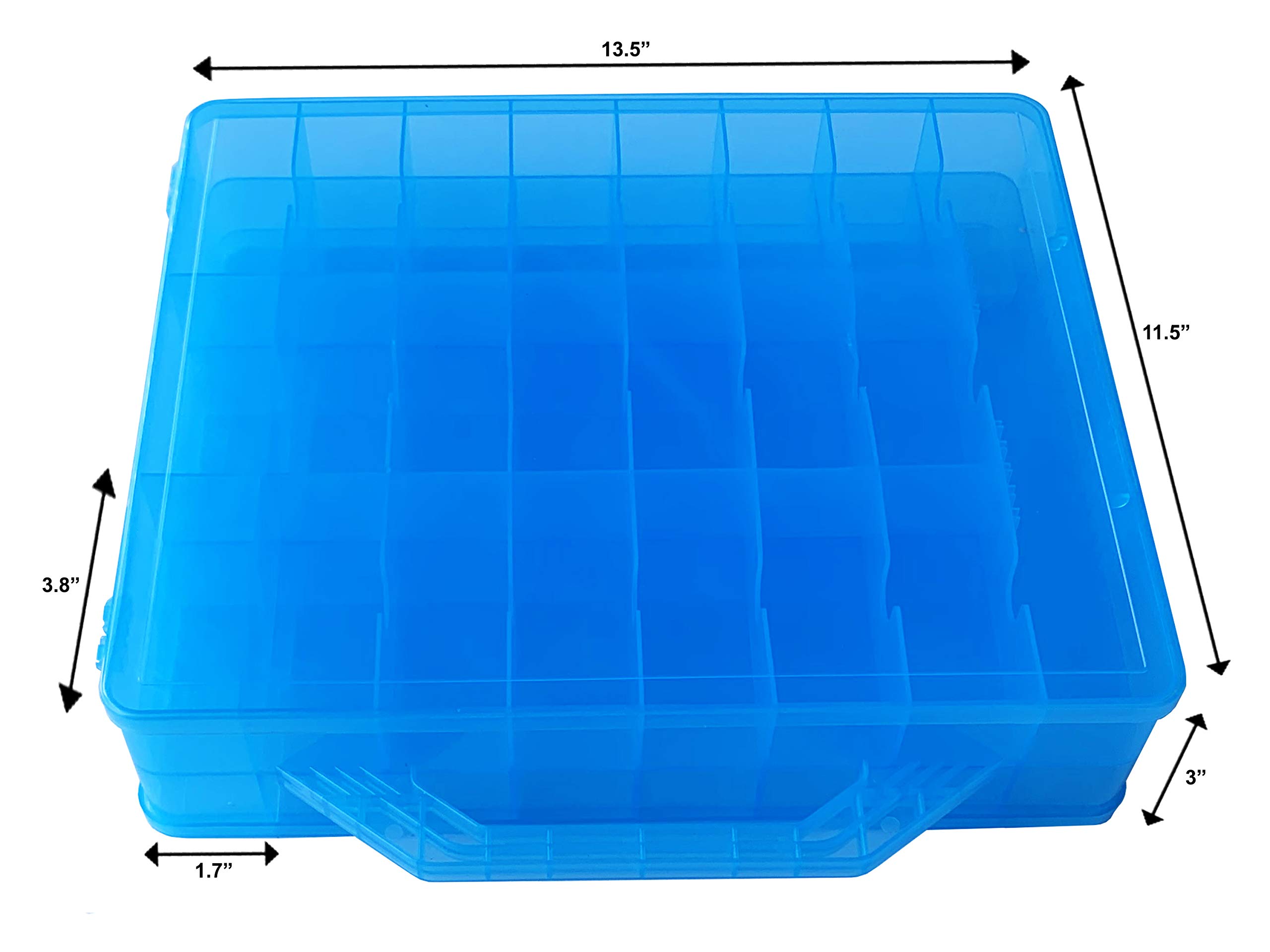 Double Sided BPA-Free Toy Storage Organizer with 48 Compartments - Perfect for Mini Toys, Small Dolls, Bakugan & Tools - Portable Carrying Case for Home, Travel & Playroom Organization (Blue)