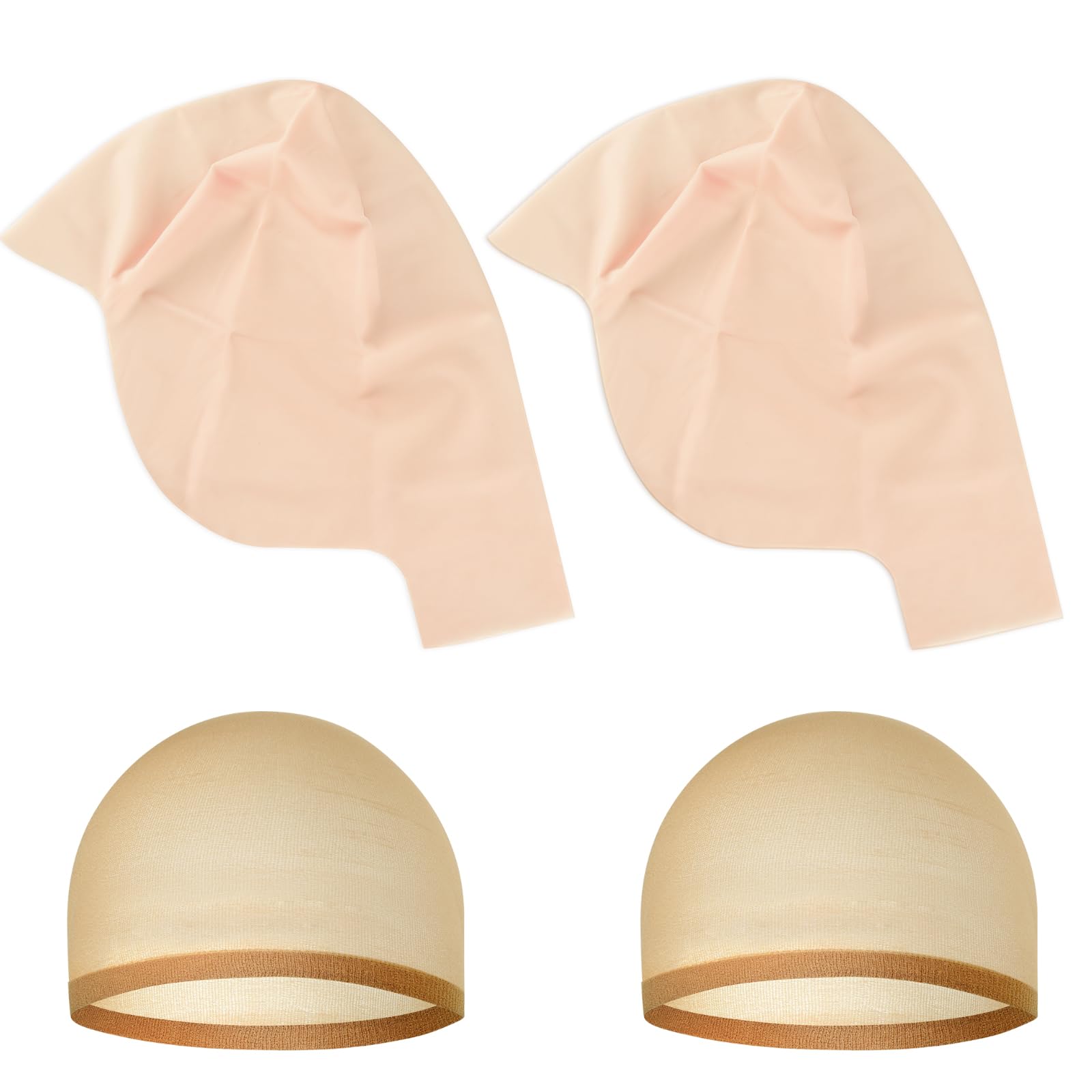 2/4/6/8 Pack Latex Bald Cap for Halloween Costume - Realistic Bald Head Cap for Adults & Women - Perfect for Halloween Parties, Cosplay, and Theatrical Performances
