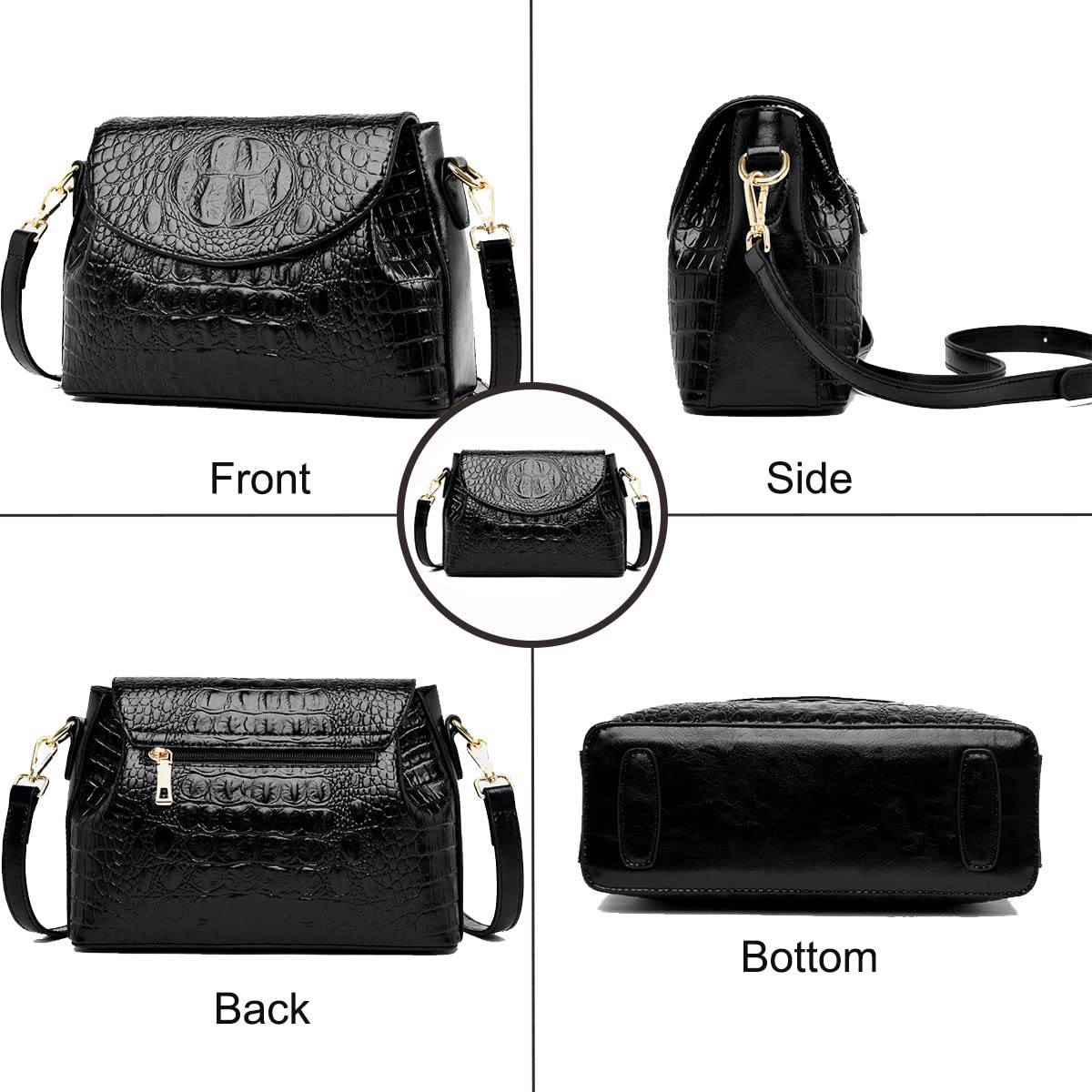 Women's Crocodile Pattern Leather Crossbody Bag - Fashionable Shoulder Purse with Wallet, Perfect for Daily Use, Travel & Shopping