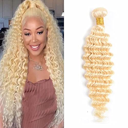 613 Blonde Deep Wave Human Hair Extensions - 10 Inch Natural Remy Hair Bundle for Styling & Volume | Perfect for Weaves, Braids & Ponytails
