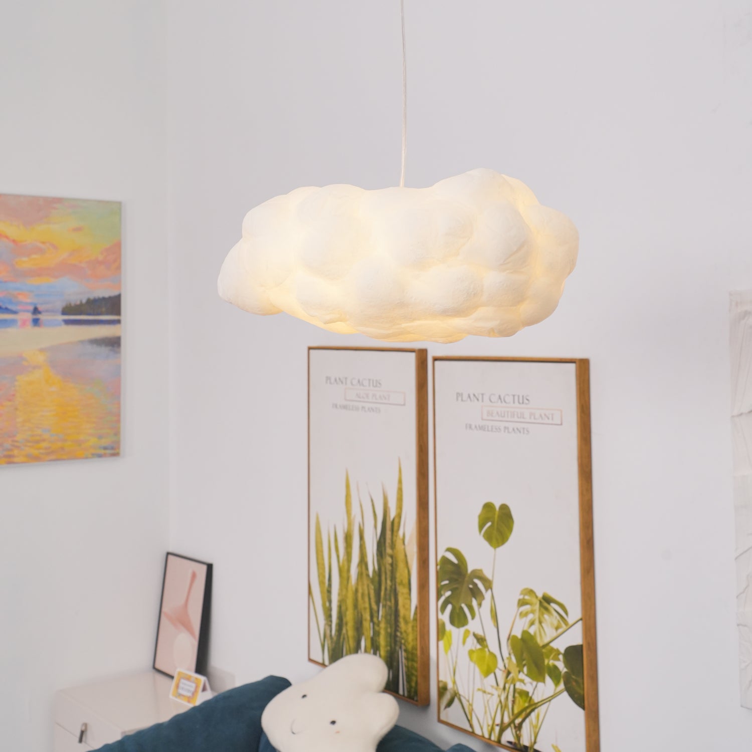 Modern Cloudy Glass Pendant Light - Elegant Hanging Ceiling Lamp for Kitchen, Dining Room & Bedroom - Perfect for Home Decor & Interior Lighting