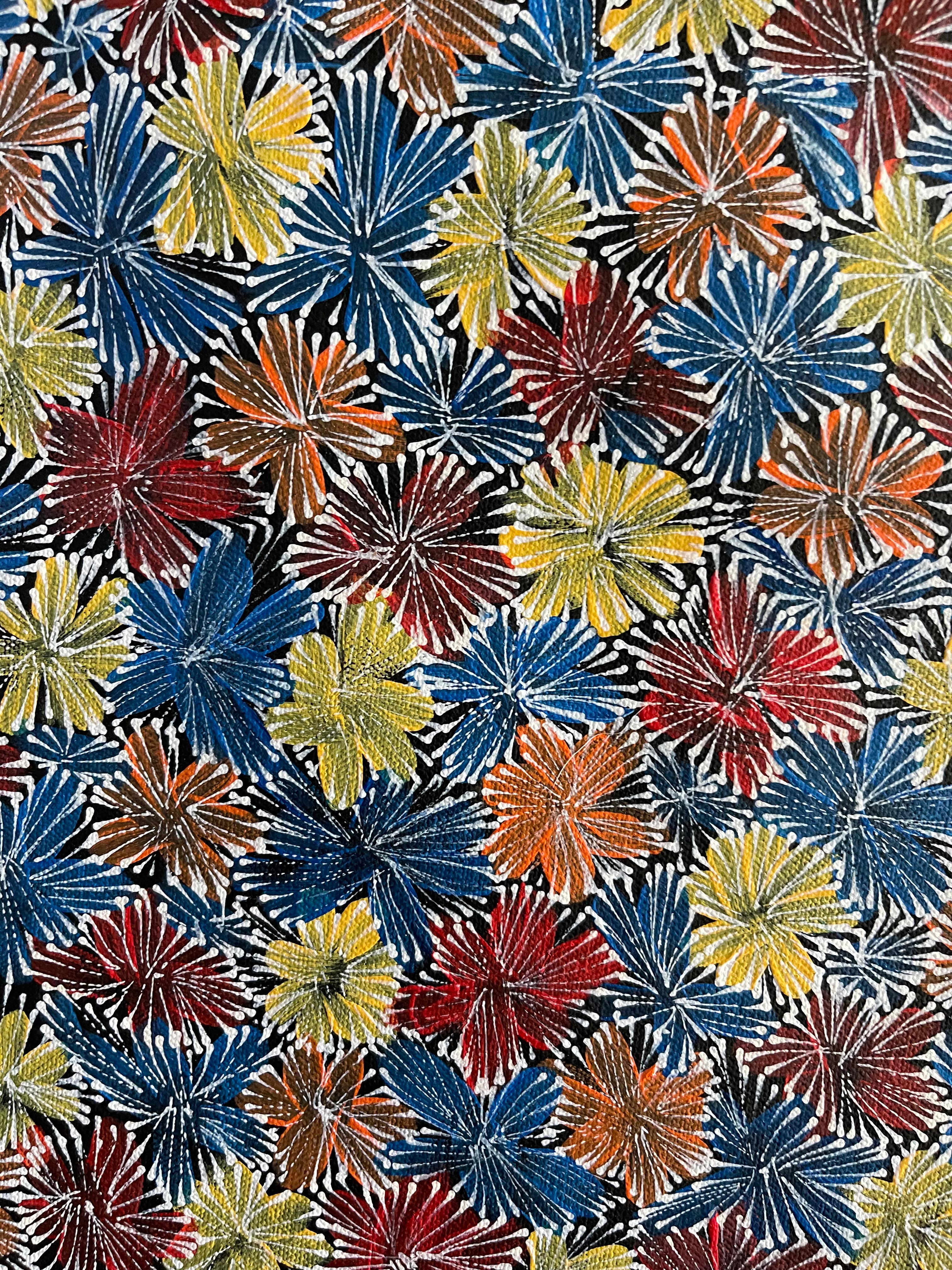 Audrey Morton Kngwarreye Authentic Aboriginal Art - Handmade Indigenous Australian Dot Painting for Home Decor & Wall Art | Perfect for Living Room, Office & Gift Giving