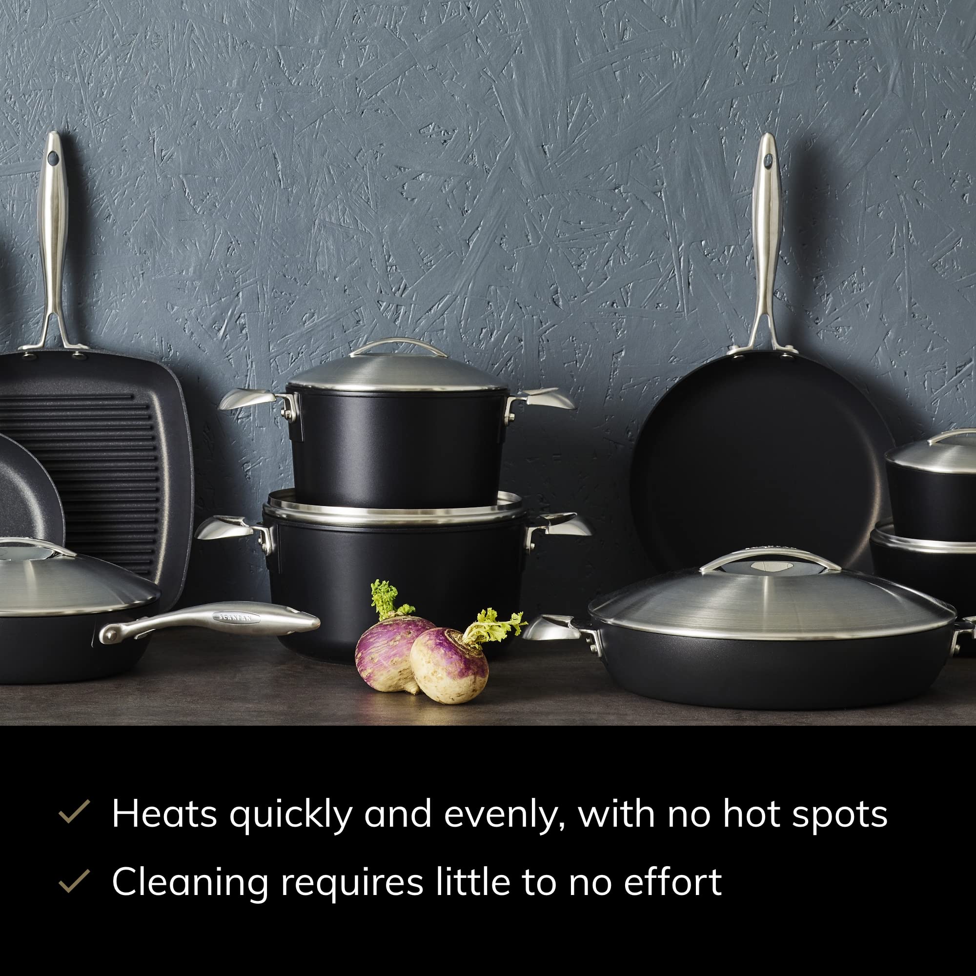 SCANPAN Professional 7 Quart Dutch Oven with Lid - Nonstick Cookware Set for Baking, Roasting & Braising - Oven, Dishwasher & Metal Utensil Safe - Made in Denmark - Perfect for Family Dinners & Holiday Cooking