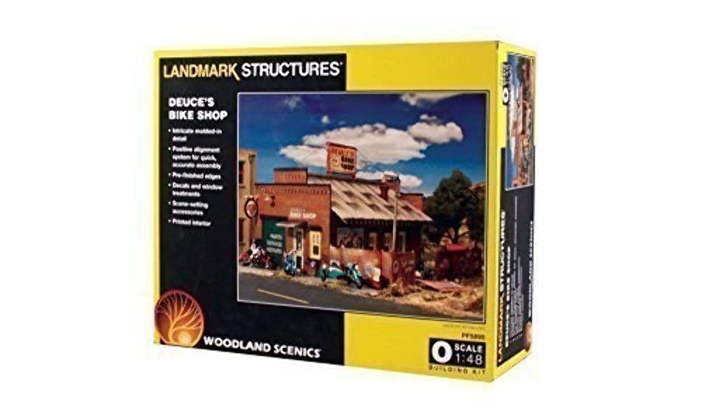 Woodland Scenics HO Scale Deuce's Bike Shop - Pre-Built Landmark Structure for Model Train Layouts | Perfect for Railroad Scenery, Dioramas & Miniature Displays
