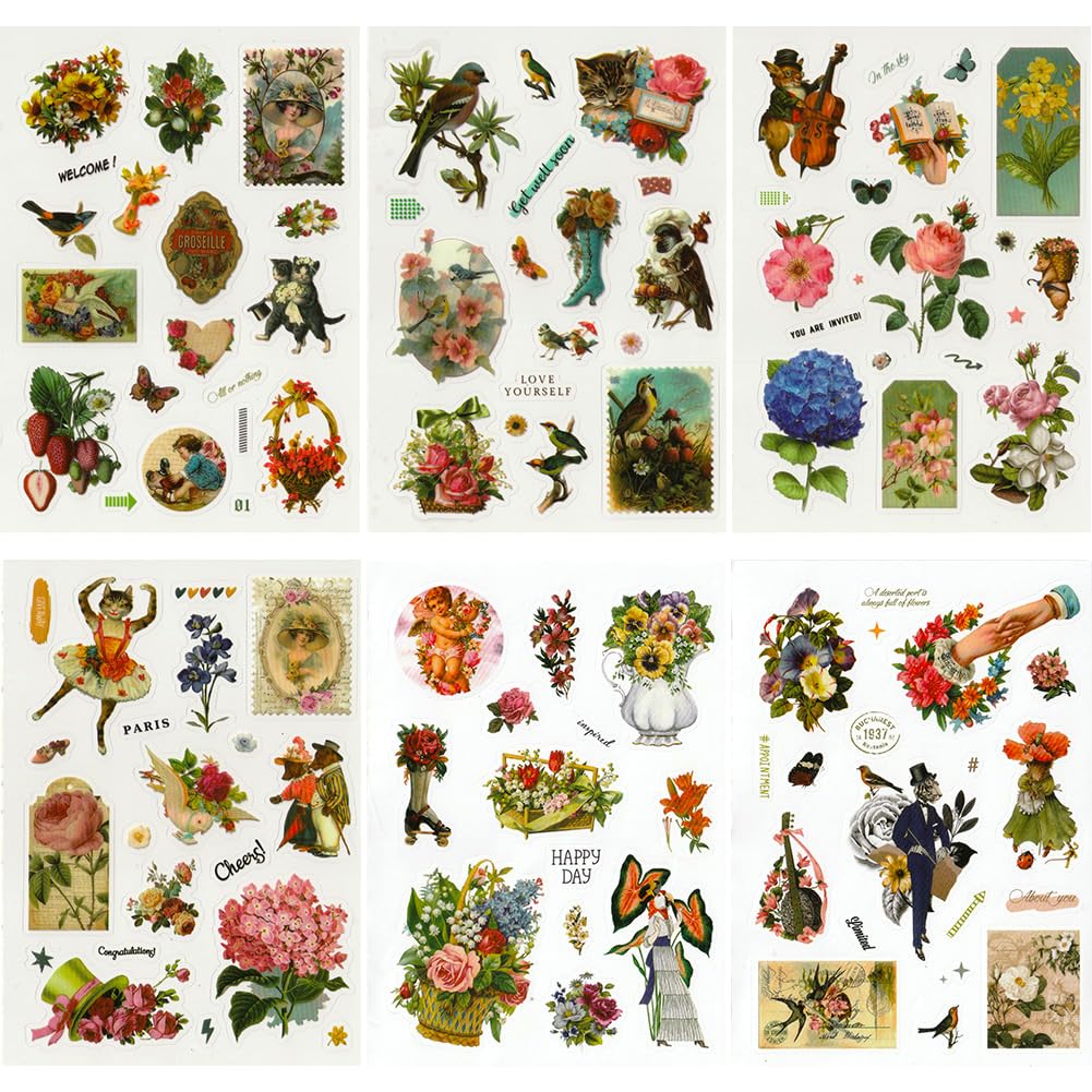 BLEDS Scrapbooking Stickers - Aesthetic Plant & Mushroom Stickers Kit with Ephemera for Journaling, Scrapbooking, Junk Journal, Planner & Card Decor | Perfect for DIY Crafts, Bullet Journals & Gift Making
