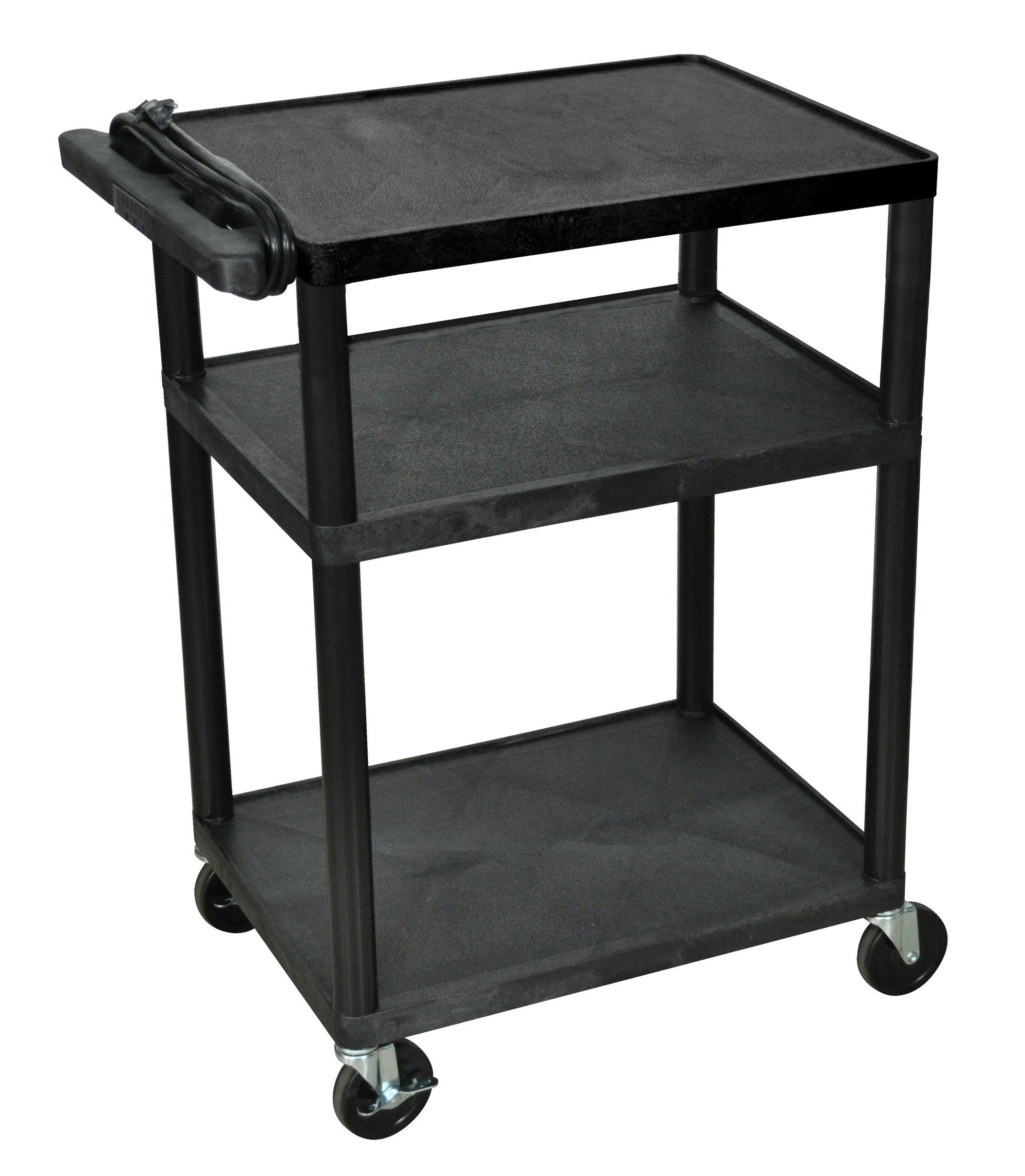 Luxor Endura 3-Tier Black Rolling Presentation Cart 34