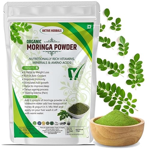 Organic Moringa Powder 100g - Premium Green Superfood for Weight Loss, Skin & Hair Care | USDA Certified, Gluten-Free | Boost Energy & Immunity - Perfect for Smoothies, Tea & Healthy Recipes