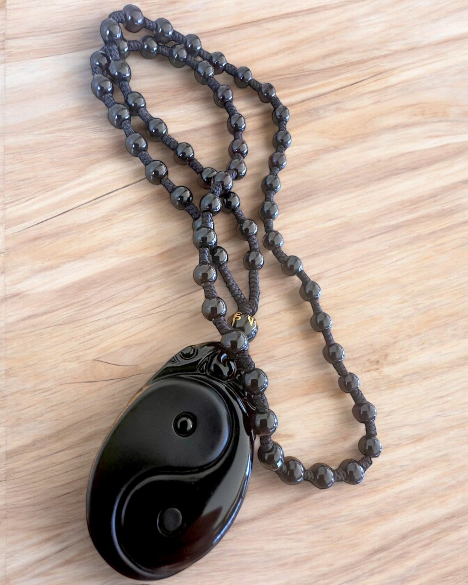 Handmade Obsidian Yin Yang Amulet - Personalized Engraved Pendant for Harmony & Protection | Spiritual Jewelry Gift for Meditation, Yoga & Energy Balancing