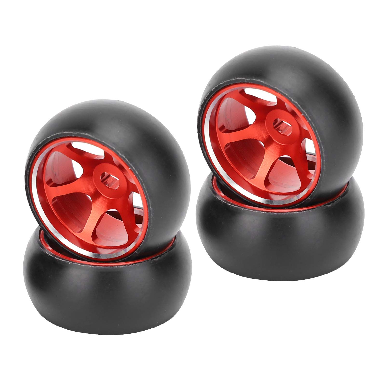01 RC Metal Hub Tires - 4Pcs Easy Install Alloy Wheels for Mini-Q/Mini-D & Wltoys K969 1/28 Scale RC Cars (Red) - Perfect for Off-Road Racing and Drifting on Hard Surfaces