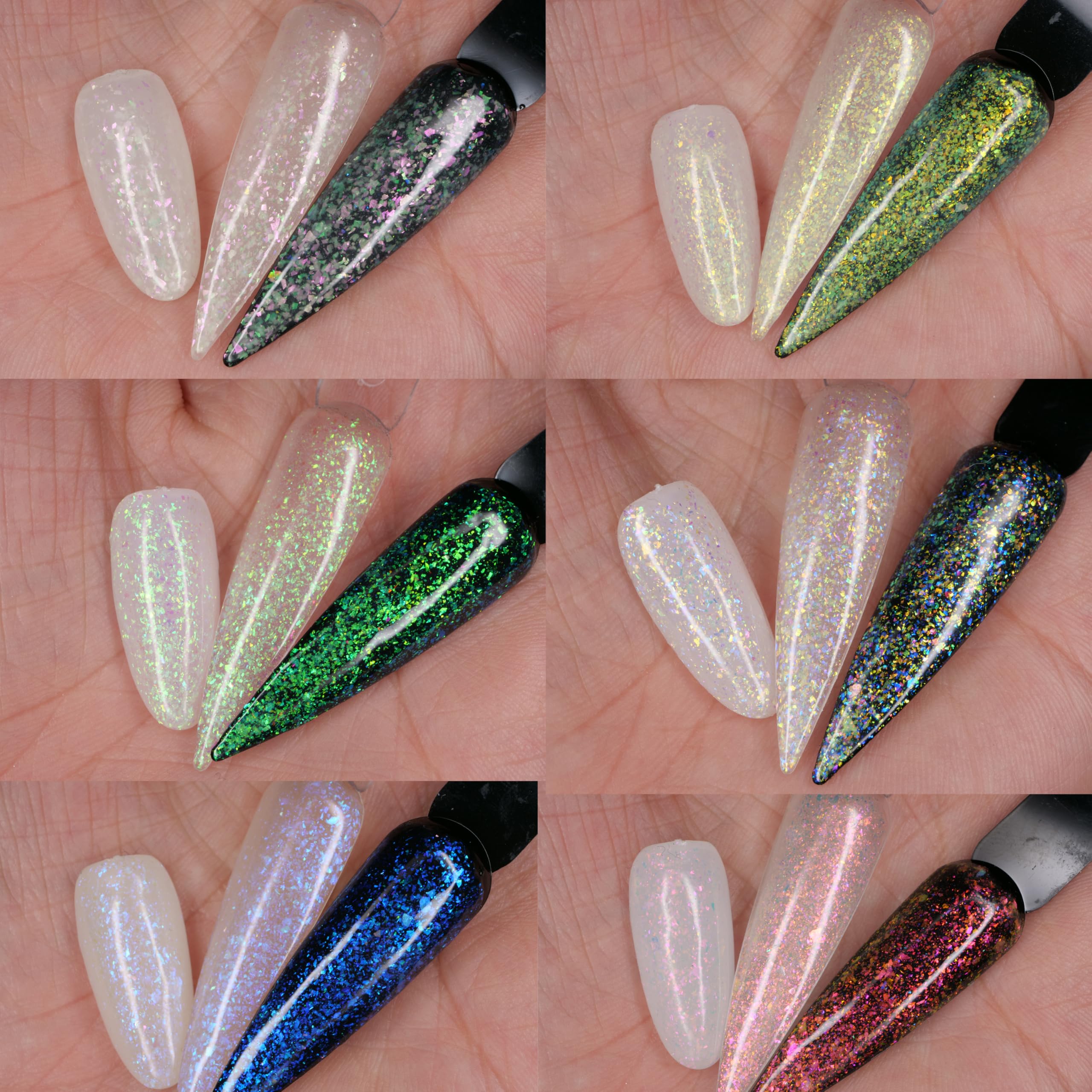 Glow in The Dark Opal Gel Nail Polish Set - 6 Color Changing Semi Clear Nail Polish with Top Coat (GP015) for UV/LED Manicure, Nail Art Designs & Party Nails