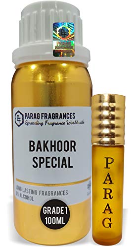 Premium Bakhoor Special 100ml Natural Attar Perfume Oil - Alcohol-Free Grade 1 Essential Oil for Clothes, Religious Ceremonies & Cosmetics | Includes Empty Decorative Bottles | Perfect for Aromatherapy, Home Fragrance & Gift Giving