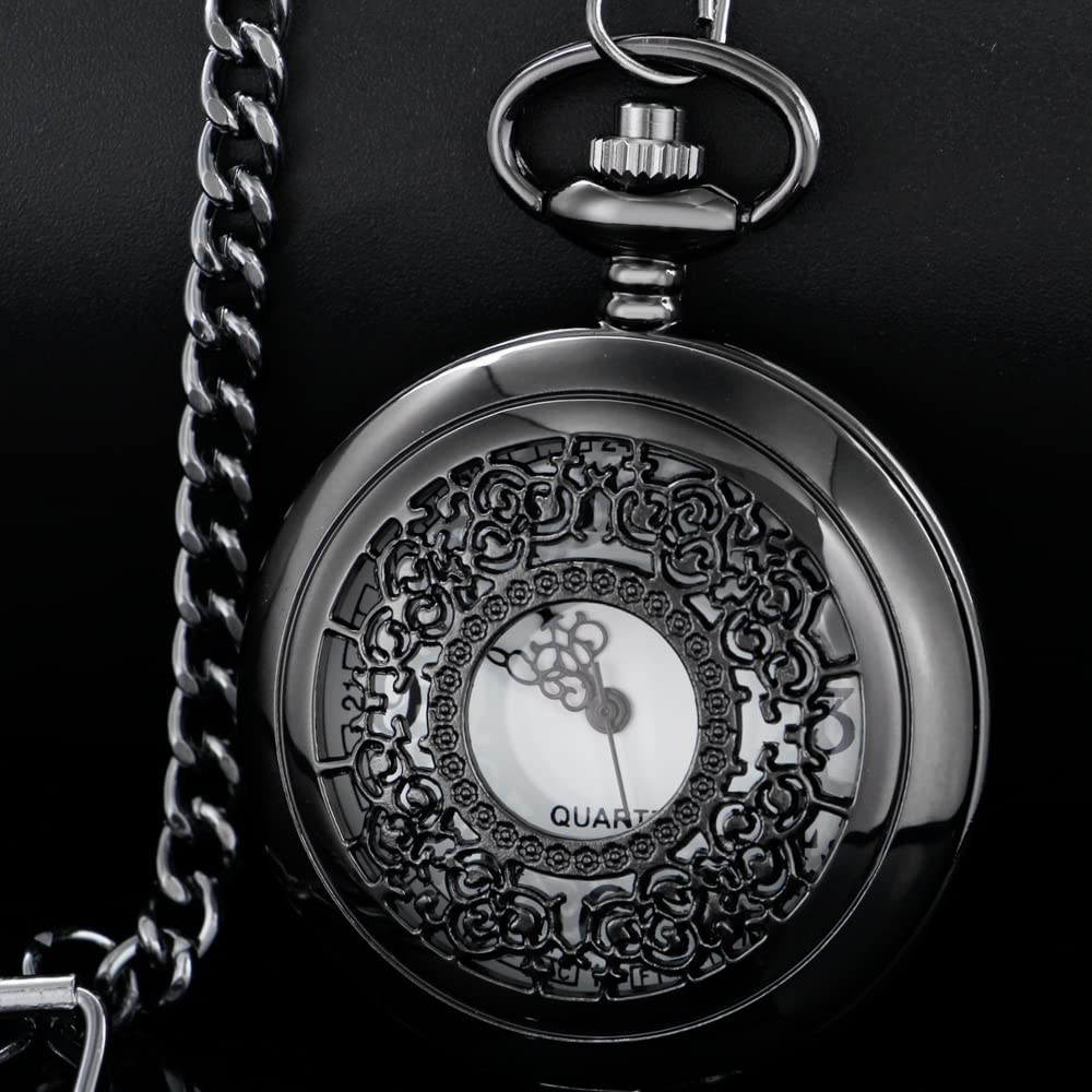 Customizable Smooth Pocket Watch for Men - Personalized Engraved Gift with Chain - Perfect for Father's Day, Weddings & Special Occasions