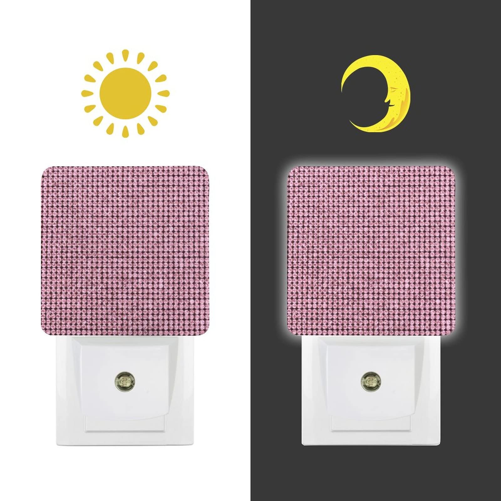 Sparkling Pink Diamond Night Light with Dusk to Dawn Sensor - Plug-in LED Nightlight for Bedroom, Bathroom, Hallway & Stairs | Romantic Bling Decor for Girls Room, Nursery & Home Safety
