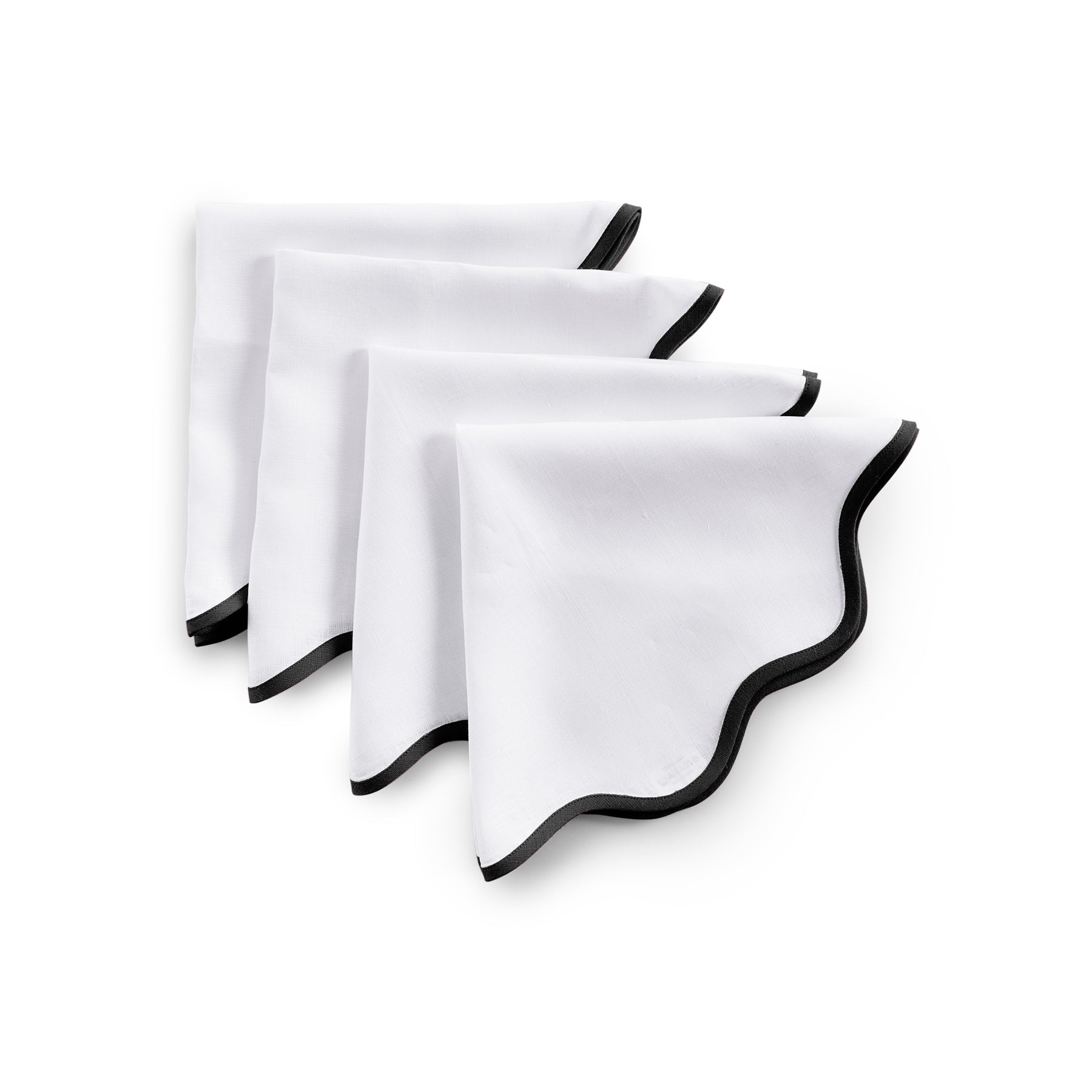 Giselle Scallop Edge Napkins - Set of 4 Premium Linen Dinner Napkins for Wedding, Party & Holiday Table Decor