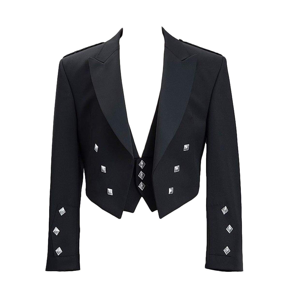 Men's Black Prince Charlie Wedding Kilt Jacket with Coatee Vest - Formal Scottish Highland Attire for Weddings, Ceilidhs & Special Occasions