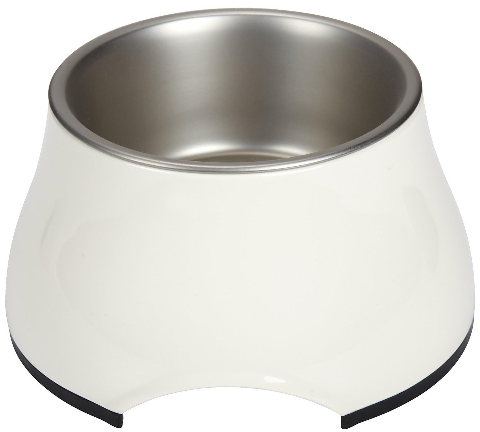 Stainless Steel Elevated Dog Bowl for Small Dogs - Adjustable Height Pet Food & Water Dish, White (73745) - Perfect for Indoor/Outdoor Feeding & Joint Health Support