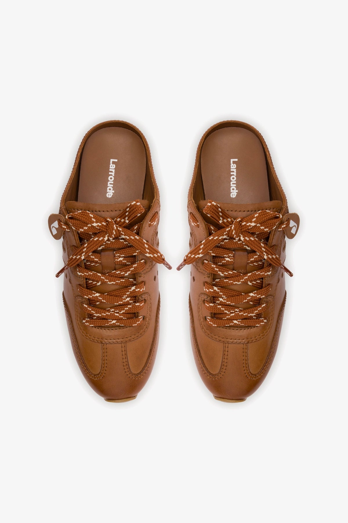 Stella Women's Caramel Leather Sneaker Mules - Slip On Comfortable Loafers for Casual Wear, Walking, and Errands