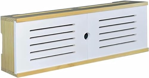 Wooden WiFi Router Storage Box with Sliding Doors - Wall Mounted Multimedia Organizer for Router, Set-top Box & Electronics (60cm) - Perfect for Living Room, Office & Home Theater Cable Management