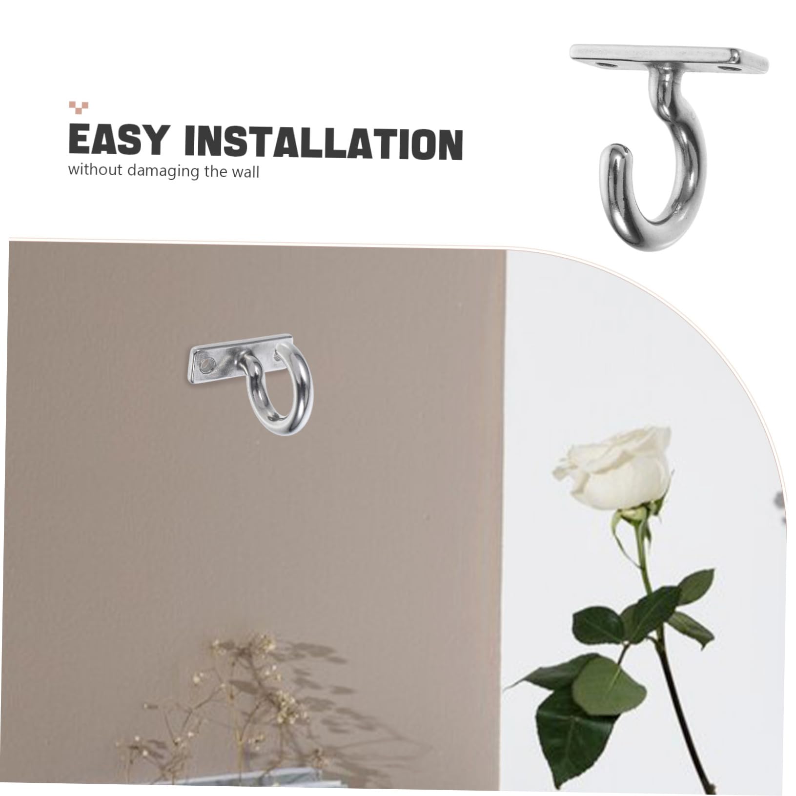 DOITOOL Stainless Steel Ceiling Hooks with Screws & Eye Plate - Heavy Duty Wall Mount Hooks for Garments, Ceiling Fans, Plants & Home Decor - Perfect for Closet Organization & Hanging Decorations