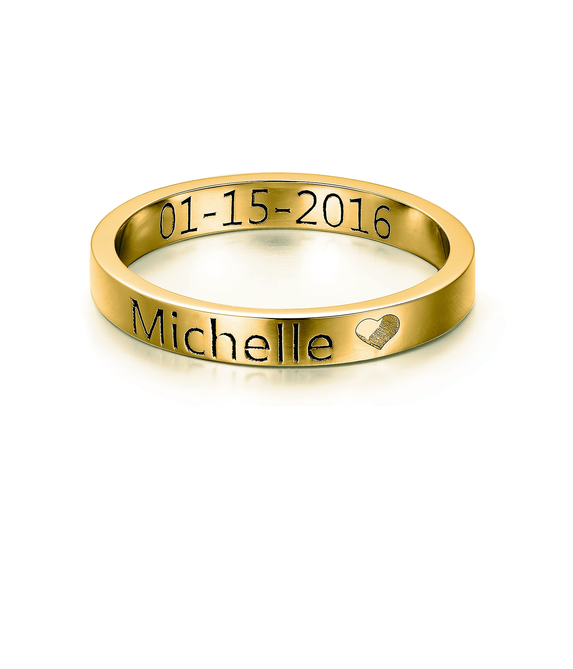 Personalized Name Ring with Heart - 925 Sterling Silver, 18K Gold Plated & Rose Gold Custom Rings - Engraved Jewelry Gift for Women, Girlfriend, Mom - Perfect for Anniversary, Birthday & Valentine's Day Gifts