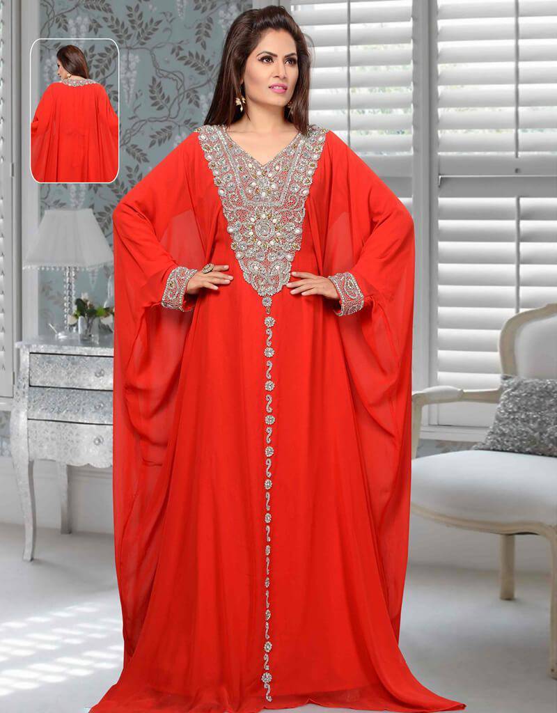 Elegant Betwing Style Kaftan with Silver Hand Embroidery - Perfect for Beach Cover-ups, Boho Fashion, and Summer Vacations