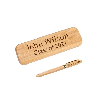 Personalized Custom Engraved Wooden Ballpoint Pen Set with Name - Premium Wooden Gift Box for Men - Free Engraving Service - Perfect for Business Gifts, Graduation Presents & Corporate Events (sty1)