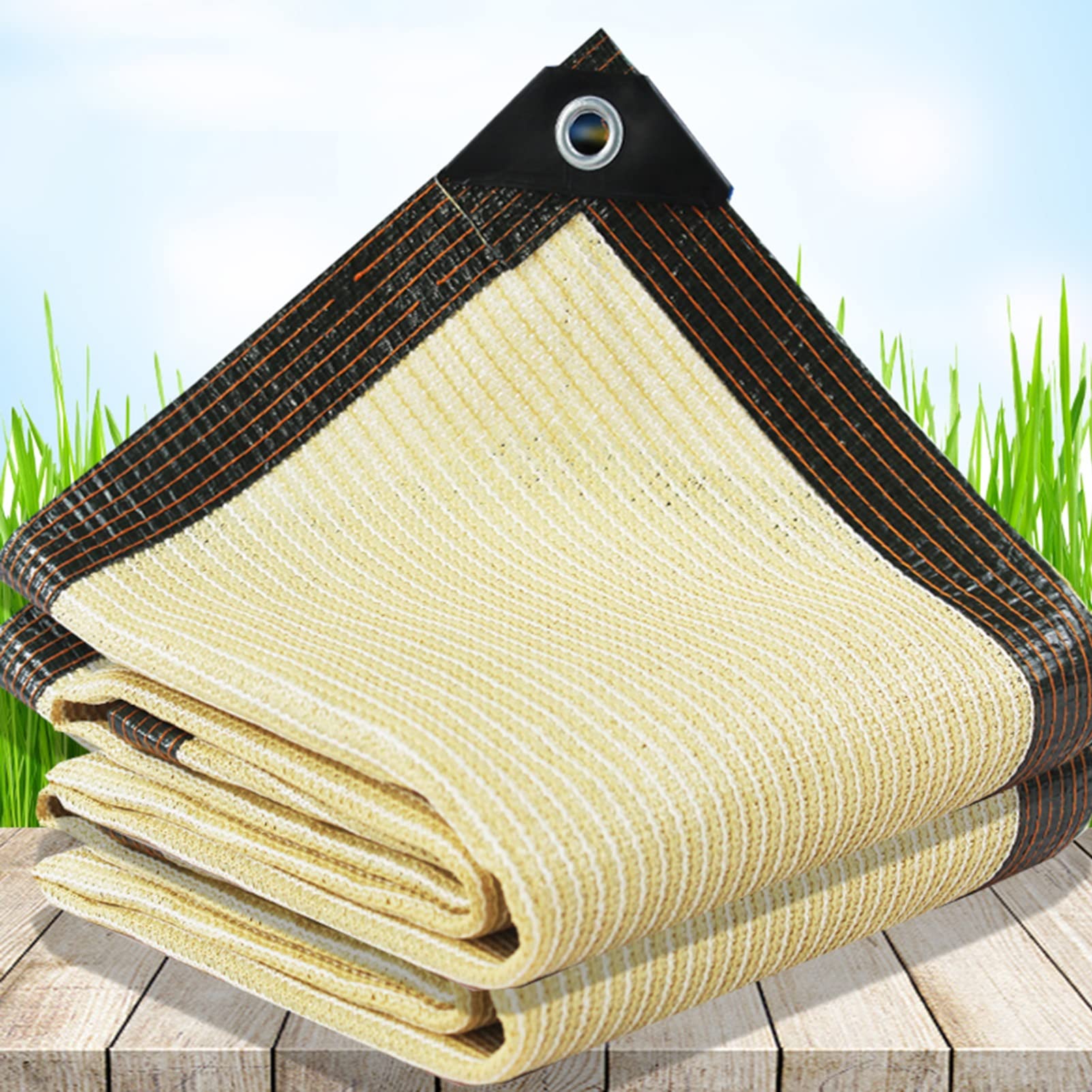 90% Sun Shade Netting UV Protection Cloth - 5x6m Beige Sunscreen Fabric for Carport, Greenhouse, Terrace - Durable & Easy to Install - Perfect for Outdoor Shade, Plant Protection & Sun Damage Prevention